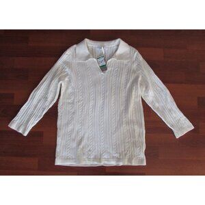Charter Club Lacey Knit Polo Sweater - Sz L - NEW